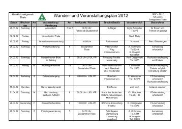 Wander-Veranstaltungsplan 2012