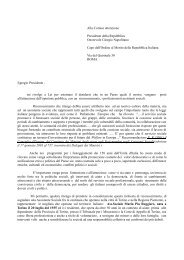 lettera al Presidente della Repubblica - ORASABRUZZO