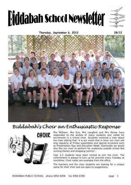 Biddabah's Choir an Enthusiastic Response - Biddabah Public School