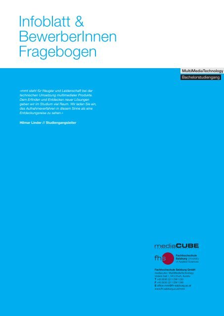 Infoblatt & BewerberInnen Fragebogen - Fachhochschule Salzburg