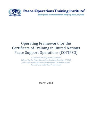 COTIPSO Operating Framework (PDF) - Peace Operations Training ...