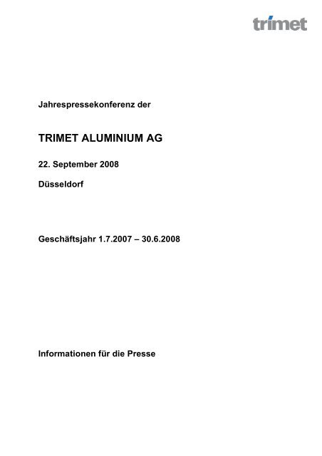 Pressemitteilung - TRIMET Aluminium SE