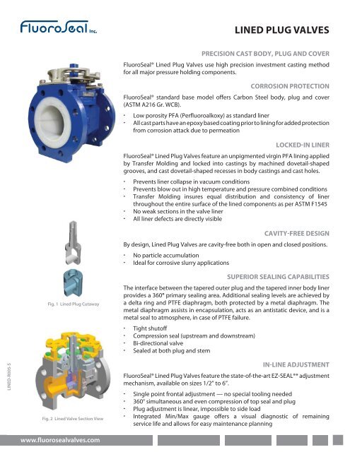 LINED PLUG VALVES - FluoroSeal Specialty Valves