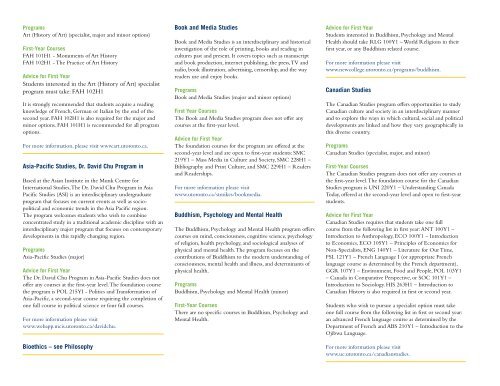 First-Year Handbook 2009/10 - Woodsworth College - University of ...