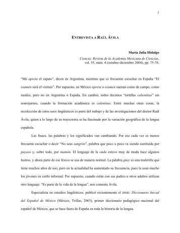ENTREVISTA A RAÚL ÁVILA - El Colegio de México, AC