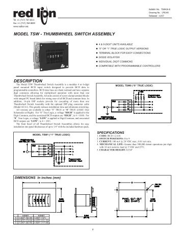 TSW Data Sheet/Manual PDF - Red Lion Controls