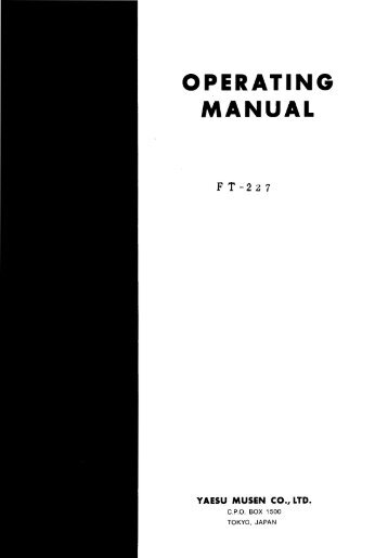 OPERATING MANUAL - Yaesu.com