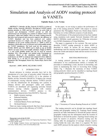 Simulation and Analysis of AODV routing protocol in VANETs