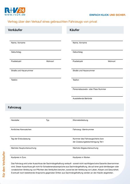 Vertrag über den Verkauf eines gebrauchten ... - Zur R+V24