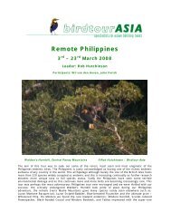 Remote Philippines; scheduled tour: 3rd - 23rd March ... - Birdtour Asia