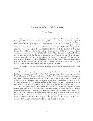 Statement of research interests biology
