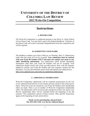 UNIVERSITY OF THE DISTRICT OF - UDC Law Review