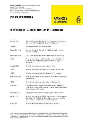 CHRONOLOGIE: 50 JAHRE AMNESTY INTERNATIONAL ...