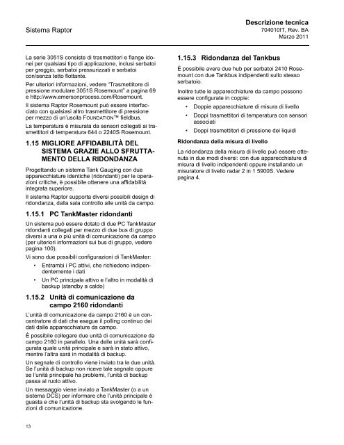 Sistema - Rosemount TankRadar