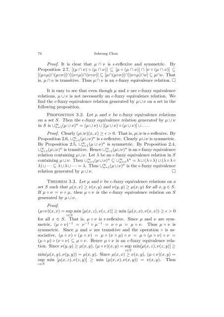 ϵ-FUZZY EQUIVALENCE RELATIONS Inheung Chon 1 ...