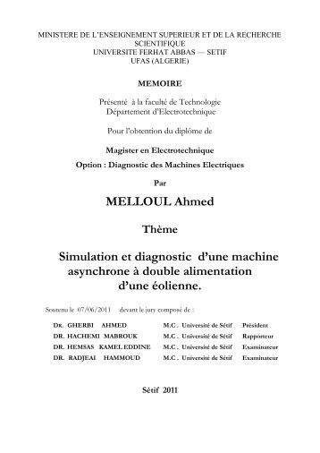 MELLOUL Ahmed Simulation et diagnostic d'une machine ...
