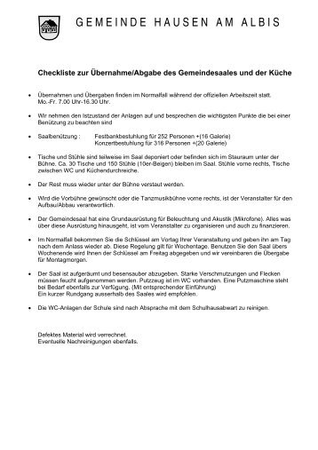 Checkliste KÃƒÂ¼che Gemeindesaal [PDF, 22.0 KB]