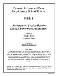 Dynamic Indicators of Basic Early Literacy Skills 6th Edition DIBELS ...