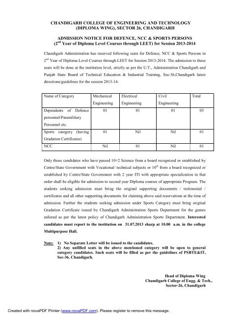 CHANDIGARH COLLEGE OF ENGINEERING AND TECHNOLOGY ...