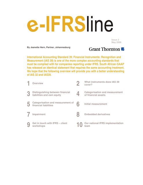 E Ifrsline May 06 Ias 39 Financial Instruments Grant Thornton