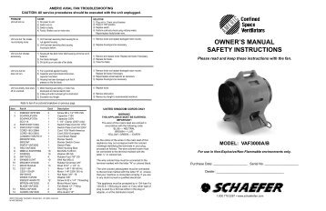 Americ Confined Space Ventilator VAF3000A&B Models Manual