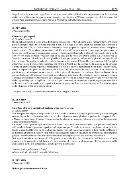 le rapport final et l'audit de la c.e. - Fondazione Mediterraneo