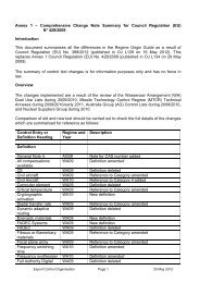 Comprehensive Change Note Summary for Council Regulation