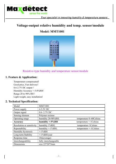 Voltage-output relative humidity and temp. sensor/module