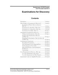 Examinations for Discovery - The Law Society of Saskatchewan