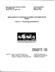 Development of Exposure Guidance for Warm Water Diving: Volume 1