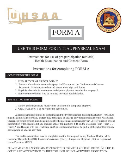 Physical Exam Form