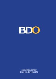 2009 ANNUAL REPORT FINANCIAL SUPPLEMENTS - BDO