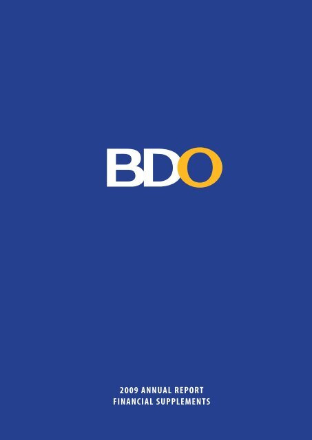 2009 ANNUAL REPORT FINANCIAL SUPPLEMENTS - BDO