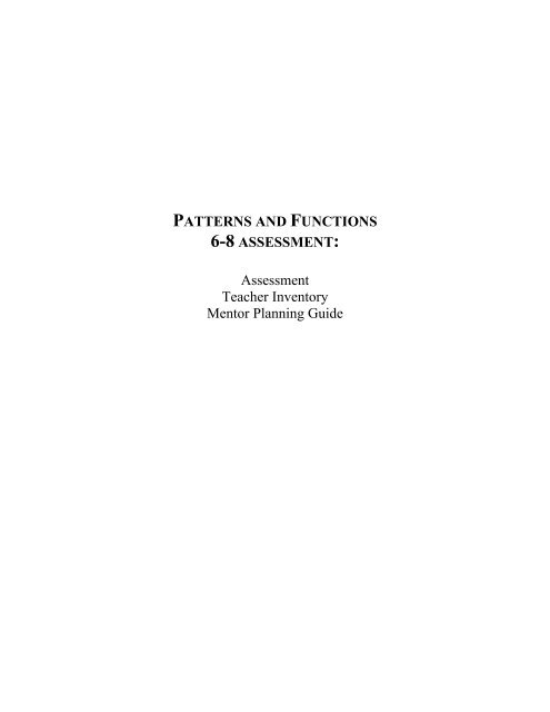 Pattern Pre Assessment Patterns and Functions Pre-Assessment