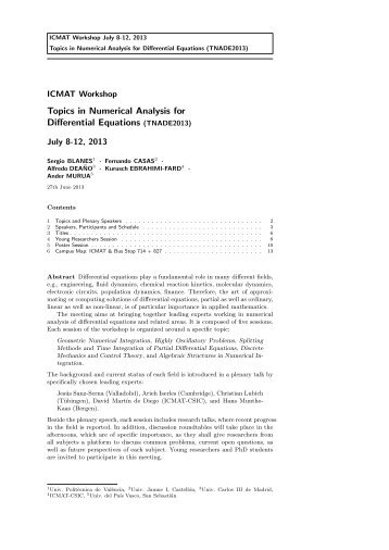 Topics in Numerical Analysis for Differential Equations ... - ICMAT