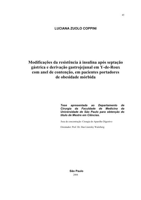 Modificações da resistência à insulina após septação ... - Nutritotal