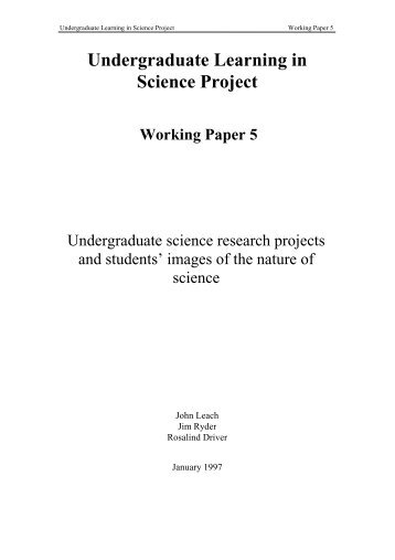 Undergraduate science research projects and students - School of ...