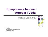 Komponente betona: Agregat i Voda - GF:UNMO:BA