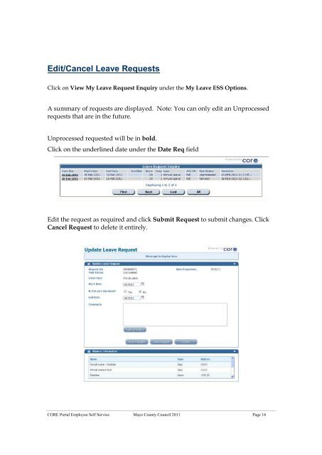 Core Portal ESS Employee Self Service User Manual - Mayo County ...