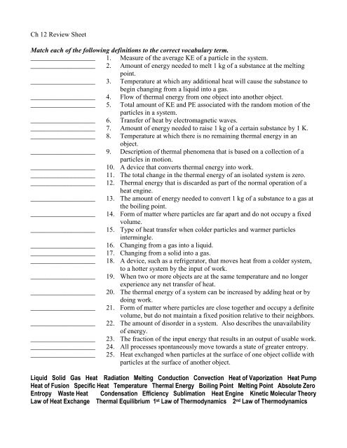 Ch 12 Review Sheet