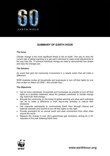 SUMMARY OF EARTH HOUR - OPSEU