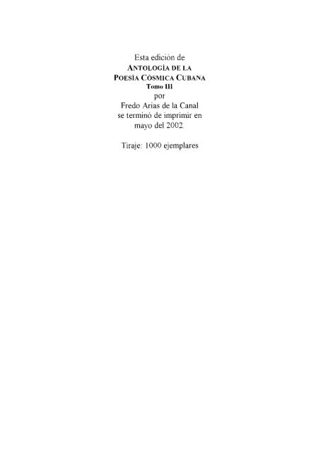 antologÃ­a de la poesÃ­a cÃ³smica cubana - Frente de AfirmaciÃ³n ...