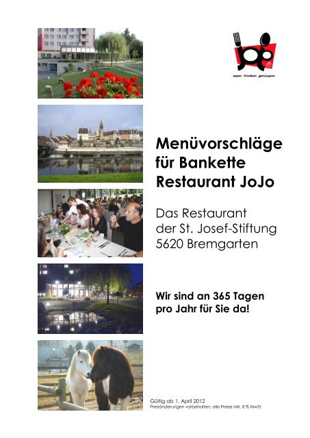 MenÃ¼vorschlÃ¤ge fÃ¼r Bankette Restaurant JoJo - St. Josef-Stiftung