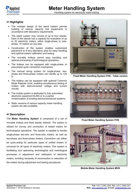 Meter Handling System - Applied Precision Ltd.