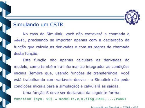 Sistemas nÃ£o-lineares no Simulink - Escola de QuÃ­mica / UFRJ