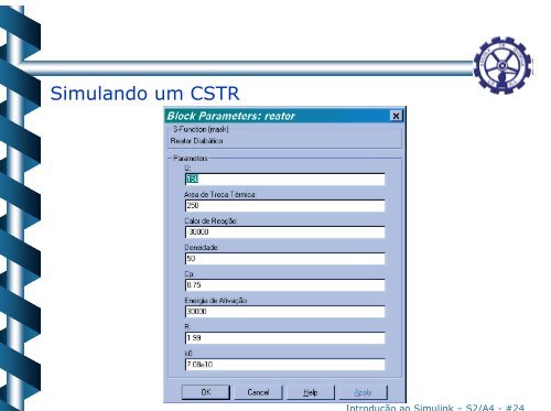 Sistemas nÃ£o-lineares no Simulink - Escola de QuÃ­mica / UFRJ