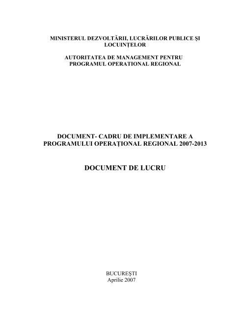 document de lucru - Agentia pentru Dezvoltare Regionala Nord-Est