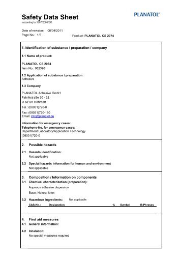 Planatol Cold Seal Adhesive CS 2074 - Stehlin Hostag UK