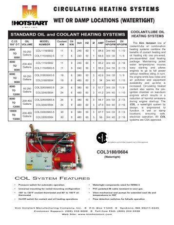 circulating heating systems wet or damp locations ... - Hotstart