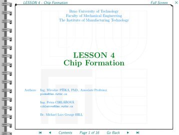 LESSON 4 - Chip Formation - CNC - Computer Numerical Control